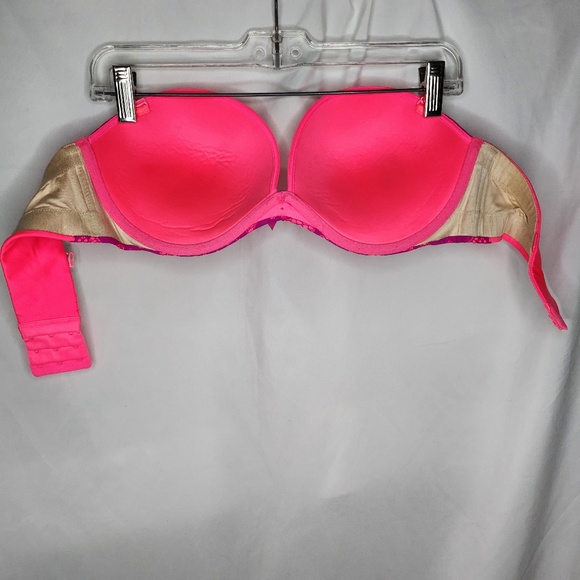 Victoria's Secret Very Sexy Strapless Multiway Hot Pink Purple Lace Bra Size 36D - Picture 9 of 14